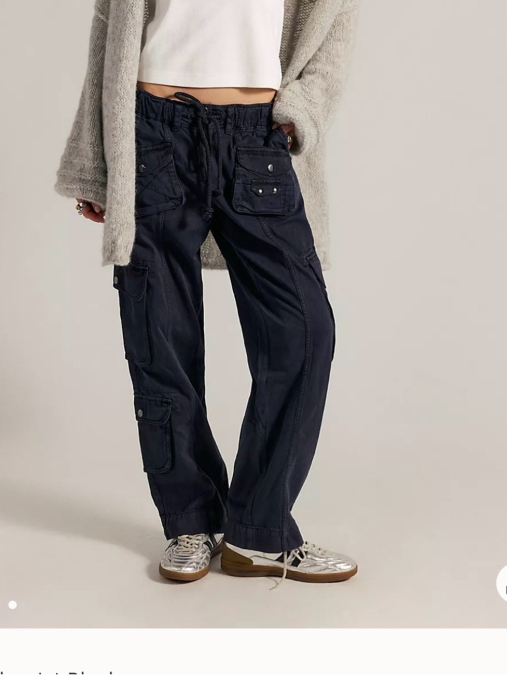 FREE PEOPLE Tahiti Cargo Pocket Utility Pants - Black and Dusty Rose - Picture 11 of 12